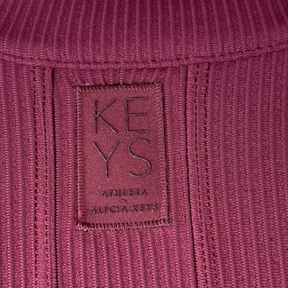 Athleta Alicia Keys Goddess Red Rib Long Sleeve Zip Up Bodysuit Jumpsuit XXS - Picture 7 of 11